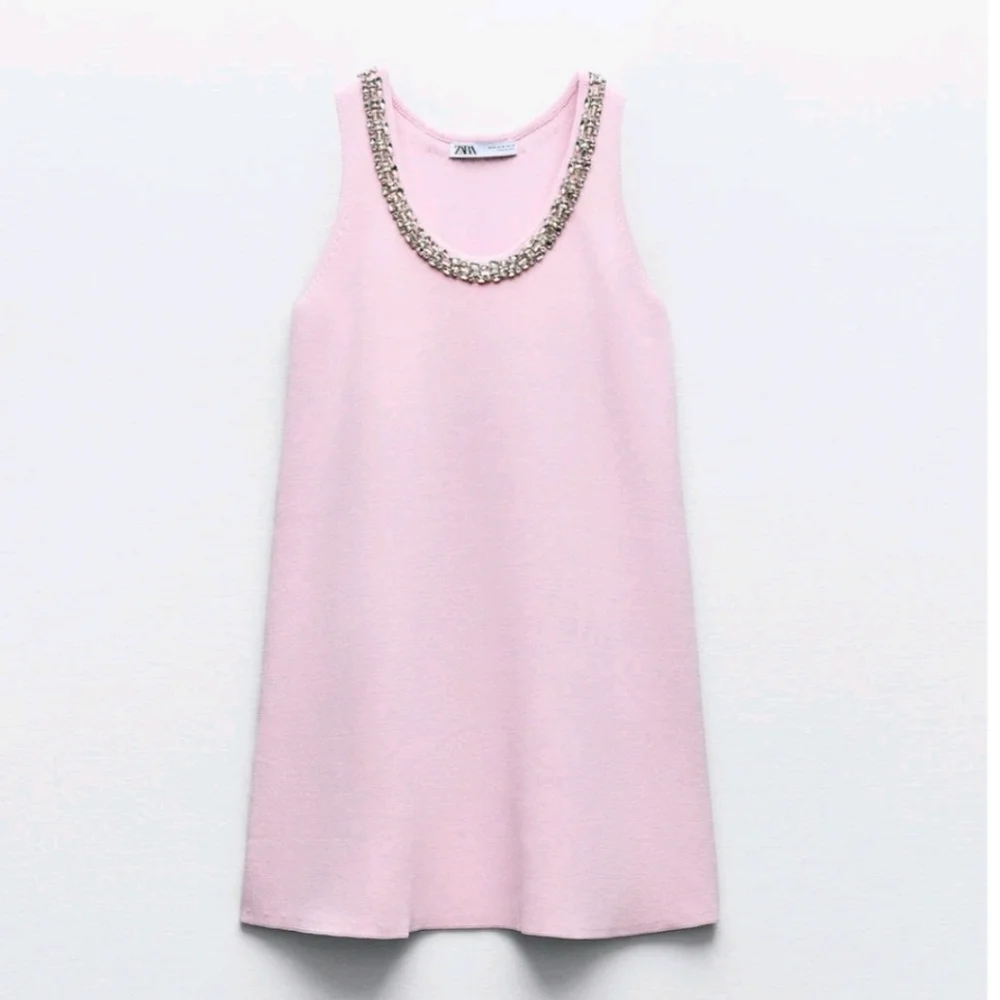 Zara JEWEL KNIT MINI DRESS WITH RHINESTONES IN PINK - Picture 5 of 7